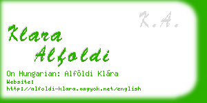 klara alfoldi business card